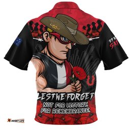 St Kilda Zip Polo Shirt ANZAC Day Not For Victory For Remembrance