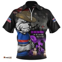 Western Bulldogs Zip Polo Shirt Anzac Day In Memory Of Animals That Served