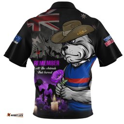 Western Bulldogs Zip Polo Shirt Anzac Day In Memory Of Animals That Served