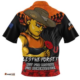 GWS GIANTS Zip Polo Shirt ANZAC Day Not For Victory For Remembrance