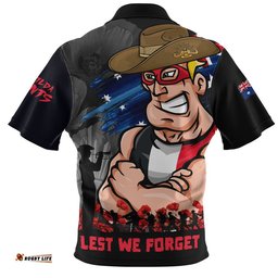 St Kilda Zip Polo Shirt ANZAC Inspired Football Fan Memorial Design