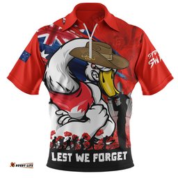 Sydney Swans Zip Polo Shirt ANZAC Inspired Football Fan Memorial Design