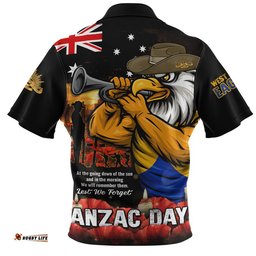 West Coast Eagles Zip Polo Shirt Anzac Day Dawn Of Courage Eternal Tribute