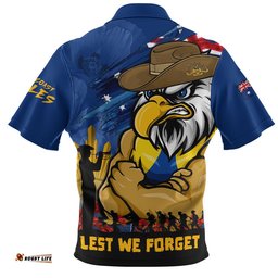 West Coast Eagles Zip Polo Shirt ANZAC Inspired Football Fan Memorial Design