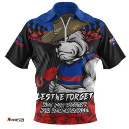 Western Bulldogs Zip Polo Shirt ANZAC Day Not For Victory For Remembrance