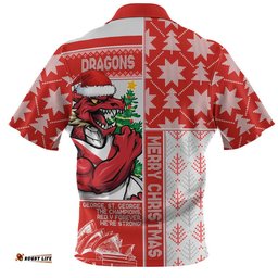 St. George Illawarra Dragons Zip Polo Shirt Christmas Magic Knit Style Winter Glow