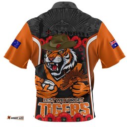 Wests Tigers Zip Polo Shirt Lest We Forget In Honor And Remembrance
