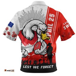 Sydney Swans Zip Polo Shirt Anzac Day Lest We Forget Memorial