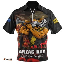 Richmond Zip Polo Shirt ANZAC Day Lest We Forget Red Poppy And Honor The Brave Tribute
