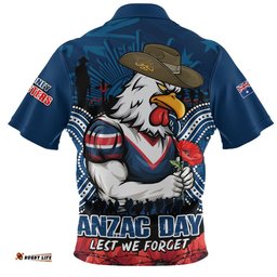 Sydney Roosters Zip Polo Shirt Anzac Day Pride Of Service Eternal Memory