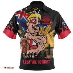 St Kilda Zip Polo Shirt ANZAC Day Honour And Football Legacy