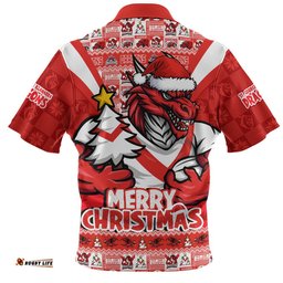 St. George Illawarra Dragons Zip Polo Shirt Merry Christmas Festive Spirit Edition