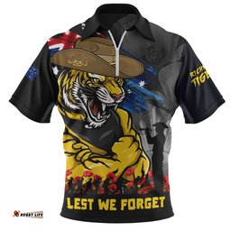 Richmond Zip Polo Shirt ANZAC Inspired Football Fan Memorial Design