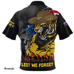 Richmond Zip Polo Shirt ANZAC Inspired Football Fan Memorial Design