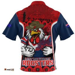 Sydney Roosters Zip Polo Shirt Lest We Forget In Honor And Remembrance