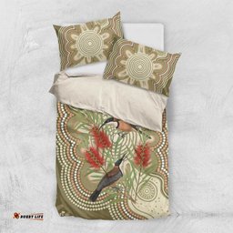 Australia Eastern Spinebill Bedding Set Aussie Honeyeater Bottlebrush Indigenous Art LT14