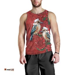 Aussie Kokaburra Waratah Christmas Men Tank Top Aboriginal Dots Painting LT9