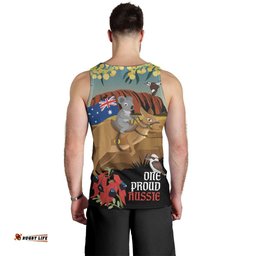 26 January One Proud Aussie Men Tank Top Kangaroo and Koala Happy Australia Day LT9