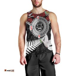 Aotearoa and Tonga Mo Te Tiriti Men Tank Top New Zealand Honour The Treaty Ake!Ake!Ake! LT9