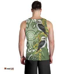 Aussie Kokaburra Golden Wattle Men Tank Top Aboriginal with National Color LT9