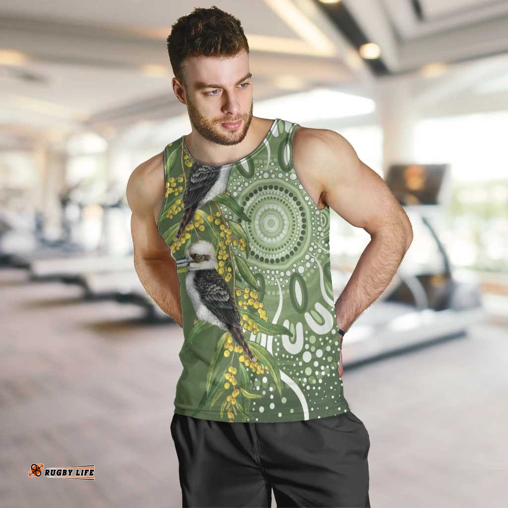 Aussie Kokaburra Golden Wattle Men Tank Top Aboriginal with National Color LT9