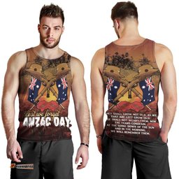 ANZAC Day Lest We Forget Men Tank Top Australian Veterans Remembrance Tribute LT18