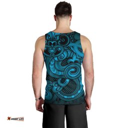 Aotearoa Maori Hei Tiki Men Tank Top Kikorangi Kowhaiwhai Puhoro Motif LT9