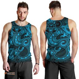 Aotearoa Maori Hei Tiki Men Tank Top Kikorangi Kowhaiwhai Puhoro Motif LT9