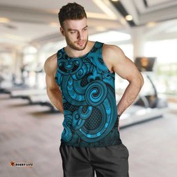 Aotearoa Maori Hei Tiki Men Tank Top Kikorangi Kowhaiwhai Puhoro Motif LT9