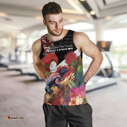 Aotearoa Toitu Te Tiriti Men Tank Top Waitangi-Honour The Treaty NZ Tuatara and Plants LT03