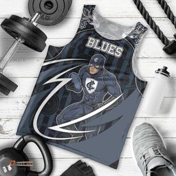 Custom Carlton Navy Men Tank Top Captain With Aboriginal Art DT05
