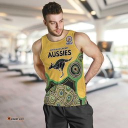 Custom Australia Cricket Spirit 2026 Men Tank Top World T20 Edition - Gold Aboriginal LT9