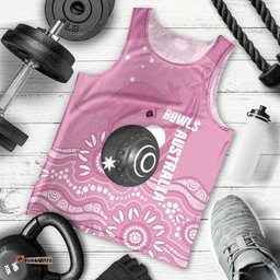 Custom Bowls Australia Breast Cancer Men Tank Top Pink Ribbon Kangaroo Aboriginal Art LT14