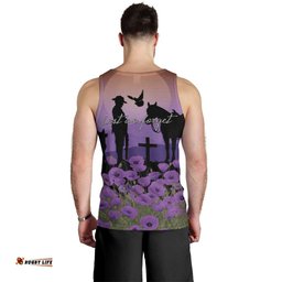 Australia ANZAC Animal Heroes Men Tank Top Purple Poppies LT7