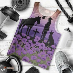 Australia ANZAC Animal Heroes Men Tank Top Purple Poppies LT7