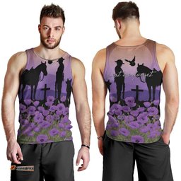 Australia ANZAC Animal Heroes Men Tank Top Purple Poppies LT7