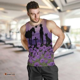 Australia ANZAC Animal Heroes Men Tank Top Purple Poppies LT7