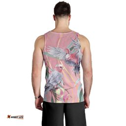 Australia Breast Cancer Awareness Men Tank Top Pink Galah with Eucalyptus Flowers LT7