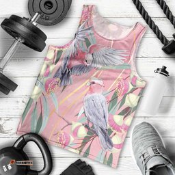 Australia Breast Cancer Awareness Men Tank Top Pink Galah with Eucalyptus Flowers LT7