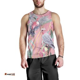 Australia Breast Cancer Awareness Men Tank Top Pink Galah with Eucalyptus Flowers LT7