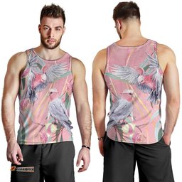 Australia Breast Cancer Awareness Men Tank Top Pink Galah with Eucalyptus Flowers LT7