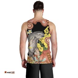 Australia Tawny Frogmouth Men Tank Top Golden Wattle Banksia Aboriginal Art LT14