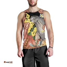 Australia Tawny Frogmouth Men Tank Top Golden Wattle Banksia Aboriginal Art LT14