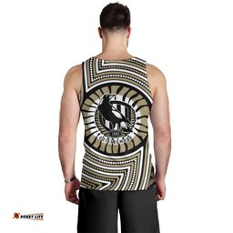Collingwood Football Club Men Tank Top Indigenous Monochrome Dot Art Mascot Style TS04