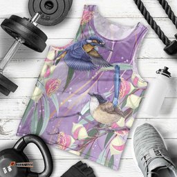 Australia Epilepsy Awareness Men Tank Top Purple Fairy Wren with Eucalyptus Flowers LT7