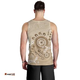 Beige Lizards Australia Men Tank Top Boomerang Indigenous Art LT14