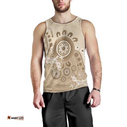 Beige Lizards Australia Men Tank Top Boomerang Indigenous Art LT14