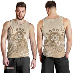 Beige Lizards Australia Men Tank Top Boomerang Indigenous Art LT14