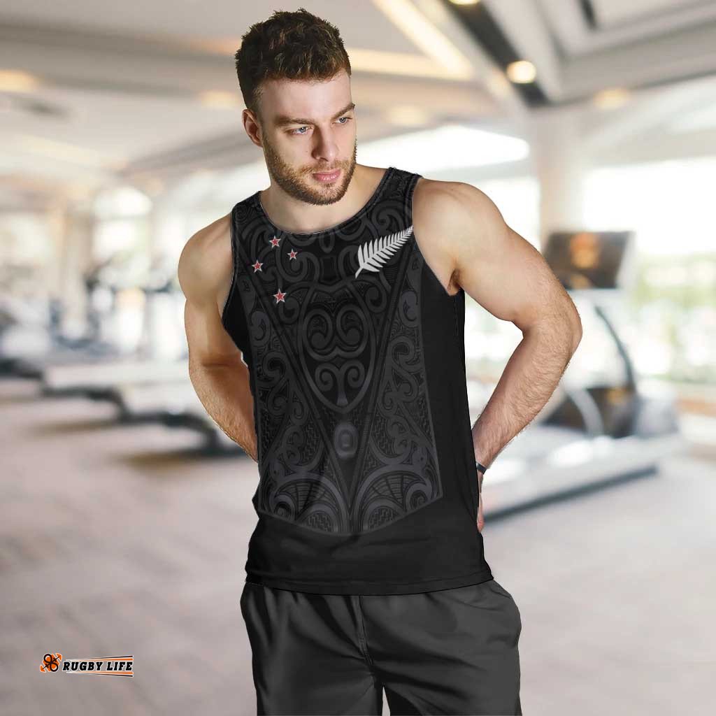 Custom Aotearoa Rugby Men Tank Top Fern Blacks-Traditional Maori Motifs Design LT03