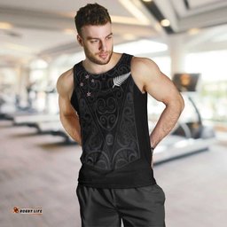 Custom Aotearoa Rugby Men Tank Top Fern Blacks-Traditional Maori Motifs Design LT03